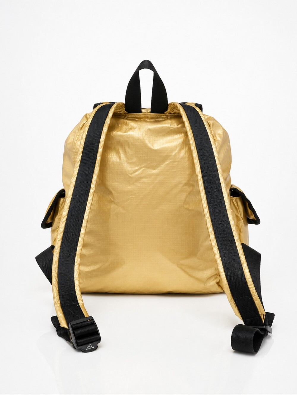 MARC JACOBS Metallic Gold Ripstop BACKPACK Black Trim - Picture 3 of 13
